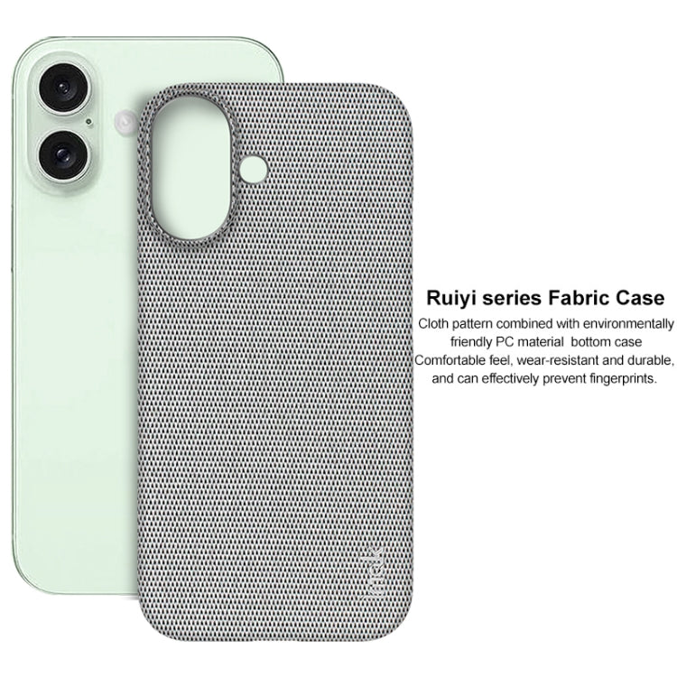 For iPhone 16 imak Ruiyi Series Cloth Texture PU + PC Phone Case(Light Grey) - iPhone 16 Cases by imak | Online Shopping South Africa | PMC Jewellery | Buy Now Pay Later Mobicred