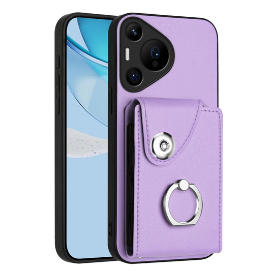 For Huawei Pura 70 Pro / 70 Pro+ Organ Card Bag Ring Holder Phone Case(Purple) - Huawei Cases by PMC Jewellery | Online Shopping South Africa | PMC Jewellery | Buy Now Pay Later Mobicred