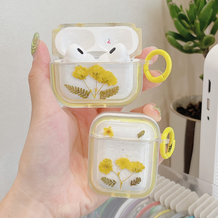 For AirPods 3 Glitter Starry Epoxy Dried Flowers Earbuds Box TPU Case(Dark Blue) - For AirPods 3 by PMC Jewellery | Online Shopping South Africa | PMC Jewellery | Buy Now Pay Later Mobicred