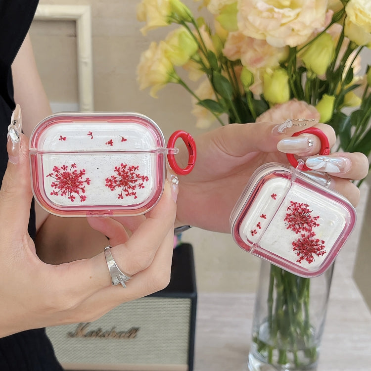 For AirPods Pro Glitter Snowflake Epoxy Dried Flowers Earbuds Box TPU Case(Dark Blue) - For AirPods Pro by PMC Jewellery | Online Shopping South Africa | PMC Jewellery | Buy Now Pay Later Mobicred