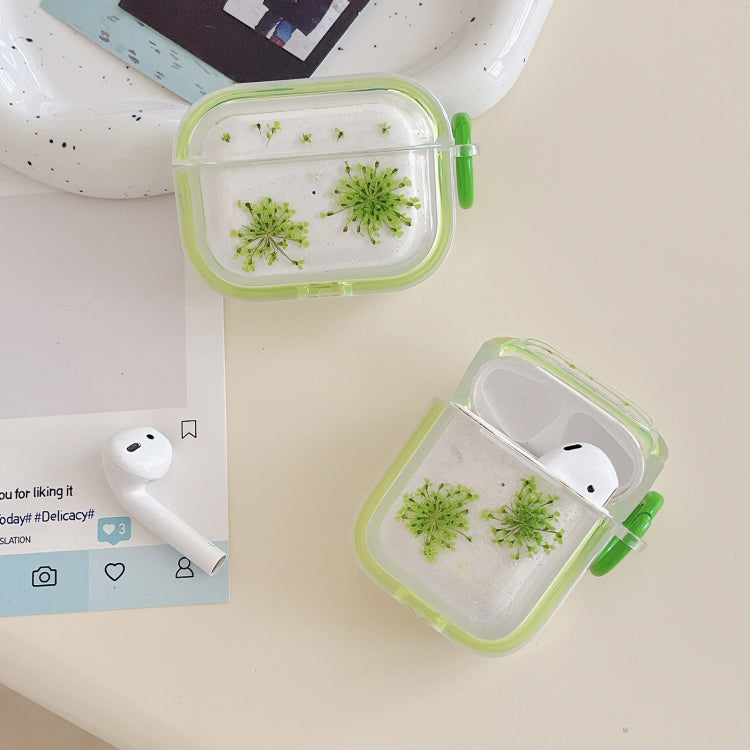 For AirPods Pro Glitter Snowflake Epoxy Dried Flowers Earbuds Box TPU Case(Dark Blue) - For AirPods Pro by PMC Jewellery | Online Shopping South Africa | PMC Jewellery | Buy Now Pay Later Mobicred