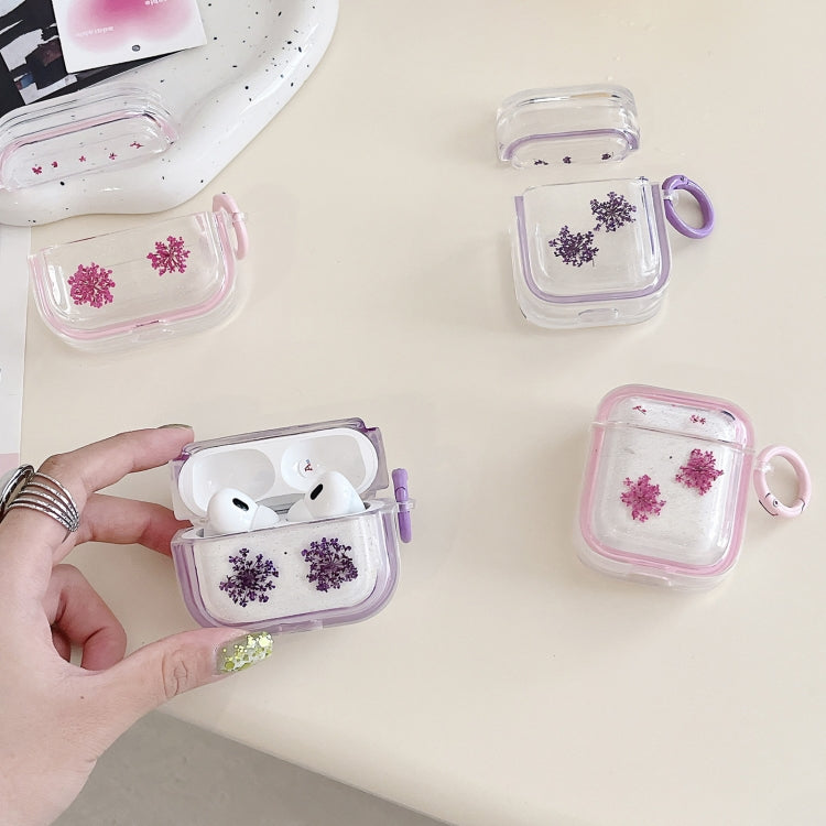 For AirPods Pro Glitter Snowflake Epoxy Dried Flowers Earbuds Box TPU Case(Red) - For AirPods Pro by PMC Jewellery | Online Shopping South Africa | PMC Jewellery | Buy Now Pay Later Mobicred
