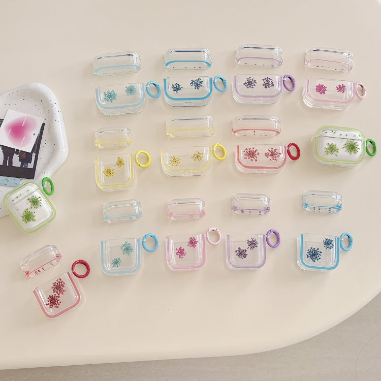 For AirPods Pro Glitter Snowflake Epoxy Dried Flowers Earbuds Box TPU Case(Yellow) - For AirPods Pro by PMC Jewellery | Online Shopping South Africa | PMC Jewellery | Buy Now Pay Later Mobicred