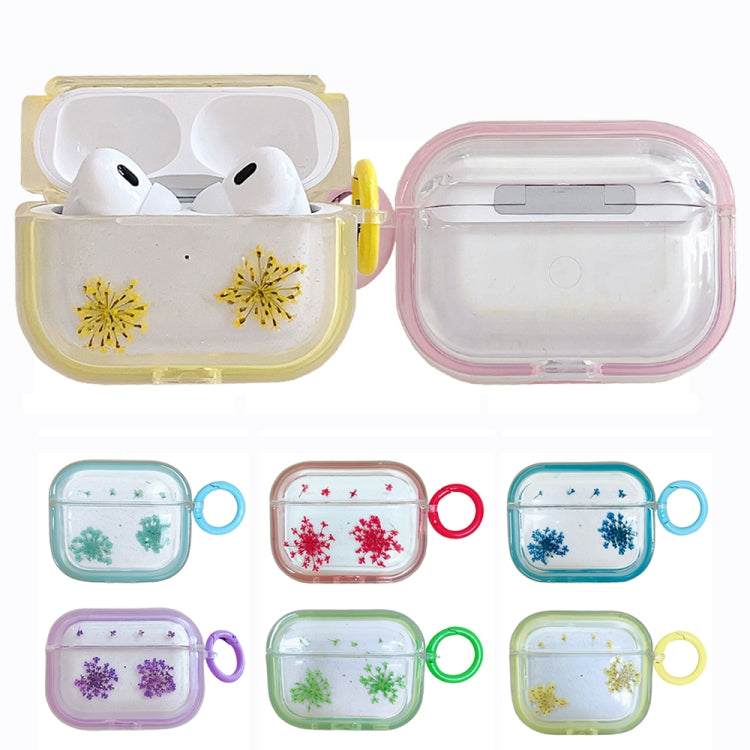 For AirPods 3 Glitter Snowflake Epoxy Dried Flowers Earbuds Box TPU Case(Dark Blue) - For AirPods 3 by PMC Jewellery | Online Shopping South Africa | PMC Jewellery | Buy Now Pay Later Mobicred