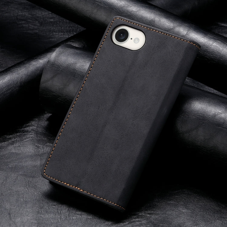 For iPhone 16e Business Solid Color Magnetic RFID Leather Phone Case(Black) - iPhone 16e Cases by PMC TechLife | Online Shopping South Africa | PMC TechLife | Buy Now Pay Later Mobicred