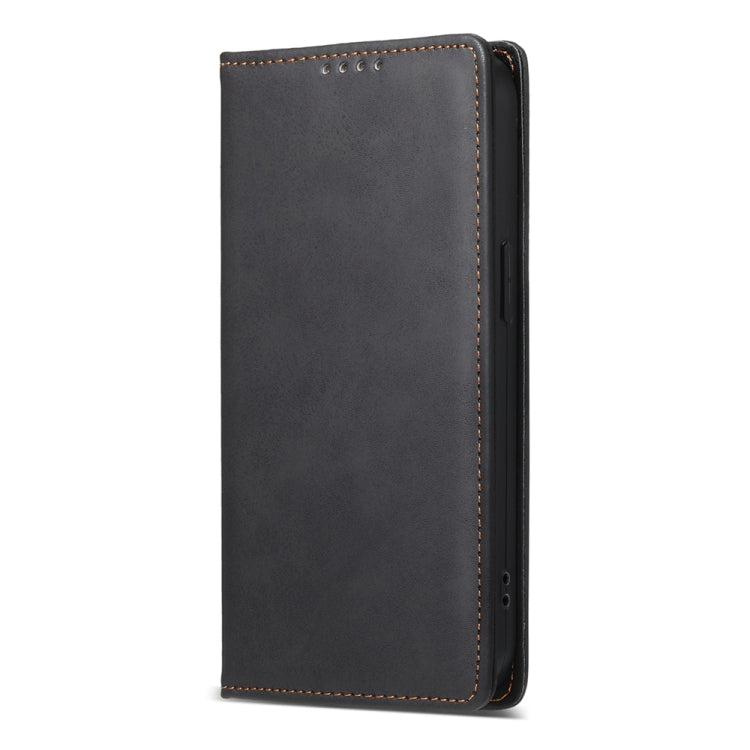 For iPhone 16e Business Solid Color Magnetic RFID Leather Phone Case(Black) - iPhone 16e Cases by PMC TechLife | Online Shopping South Africa | PMC TechLife | Buy Now Pay Later Mobicred
