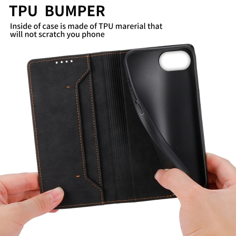 For iPhone 16e Business Solid Color Magnetic RFID Leather Phone Case(Black) - iPhone 16e Cases by PMC TechLife | Online Shopping South Africa | PMC TechLife | Buy Now Pay Later Mobicred