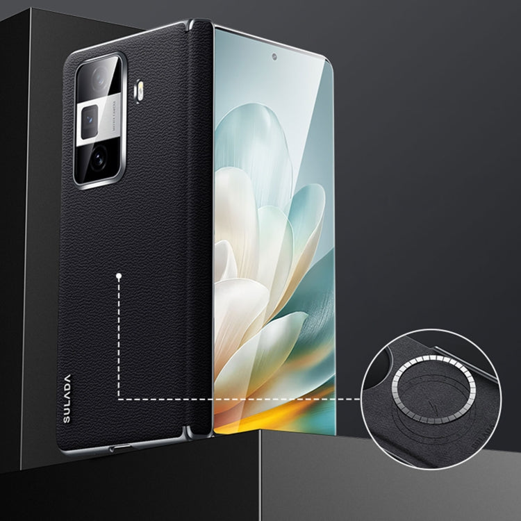 For Honor Magic Vs3 SULADA Frameless Top Layer Cowhide Leather + PC Phone Case(Black) - free shipping - PMC Jewellery - Order now!