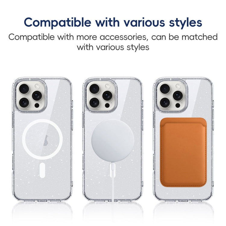For iPhone 16 Plus Glitter Powder MagSafe Magnetic Phone Case(Transparent Titanium Blue) - free shipping - PMC Jewellery - Order now!