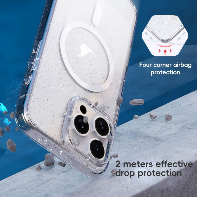 For iPhone 16 Plus Glitter Powder MagSafe Magnetic Phone Case(Transparent Titanium Blue) - free shipping - PMC Jewellery - Order now!