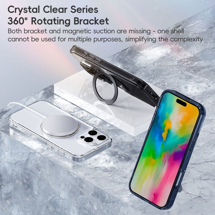 For iPhone 16 Plus Crystal Clear MagSafe Magnetic Holder Phone Case(Transparent Titanium Blue) - iPhone 16 Plus Cases by PMC Jewellery | Online Shopping South Africa | PMC Jewellery | Buy Now Pay Later Mobicred