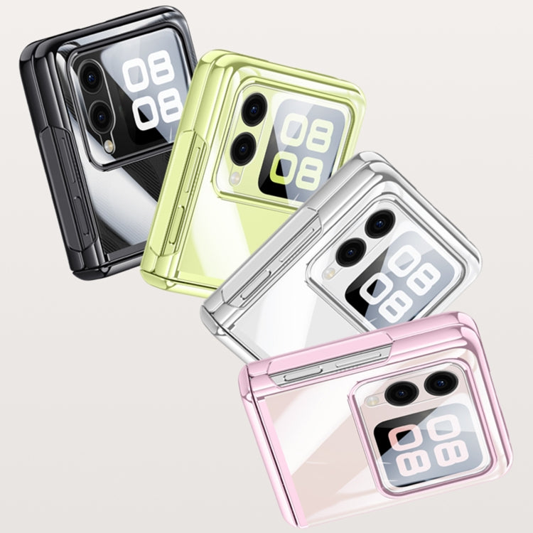 For Huawei nova Flip Integrated Clear Electroplating Spring Hinge Phone Case(Pink) - Huawei Cases by PMC TechLife | Online Shopping South Africa | PMC TechLife | Buy Now Pay Later Mobicred