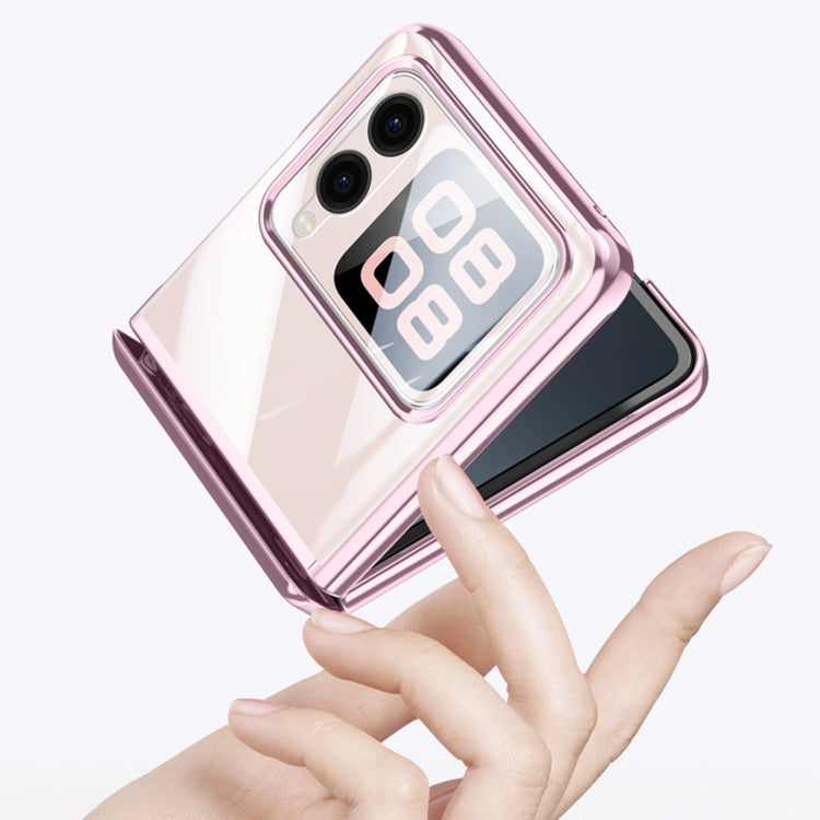 For Huawei nova Flip Integrated Clear Electroplating Spring Hinge Phone Case(Pink) - Huawei Cases by PMC TechLife | Online Shopping South Africa | PMC TechLife | Buy Now Pay Later Mobicred