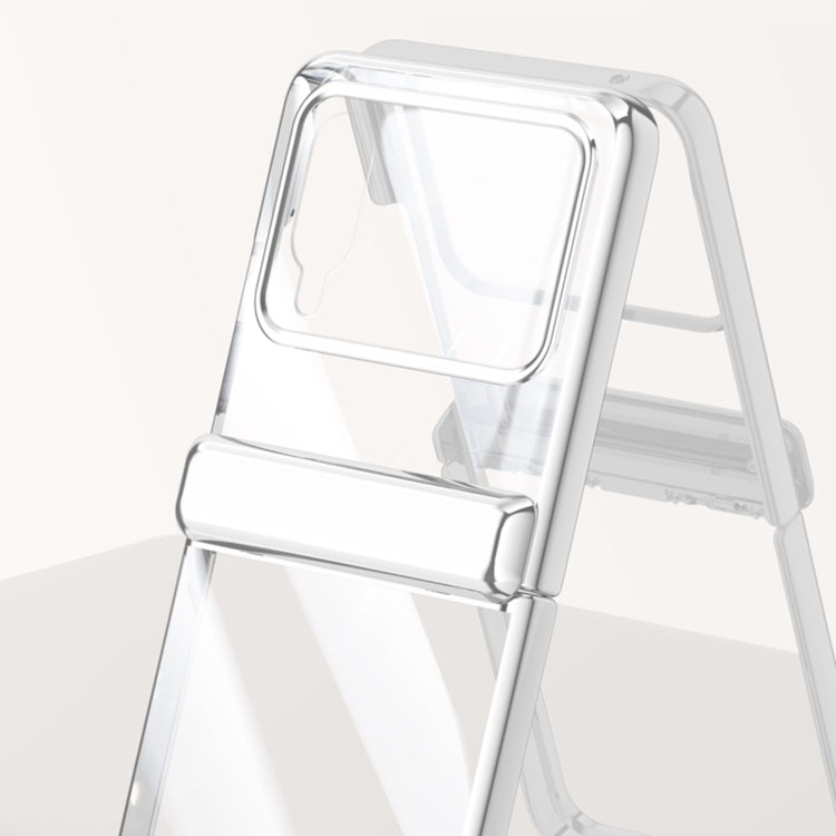 For Huawei nova Flip Integrated Clear Electroplating Spring Hinge Phone Case(Silver) - Huawei Cases by PMC TechLife | Online Shopping South Africa | PMC TechLife | Buy Now Pay Later Mobicred