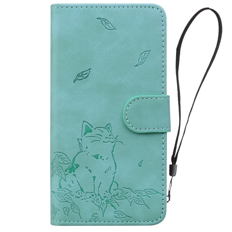 For Redmi K70 Ultra Cute Cat Embossed Leather Phone Case(Green) - Xiaomi Cases by PMC Jewellery | Online Shopping South Africa | PMC Jewellery | Buy Now Pay Later Mobicred