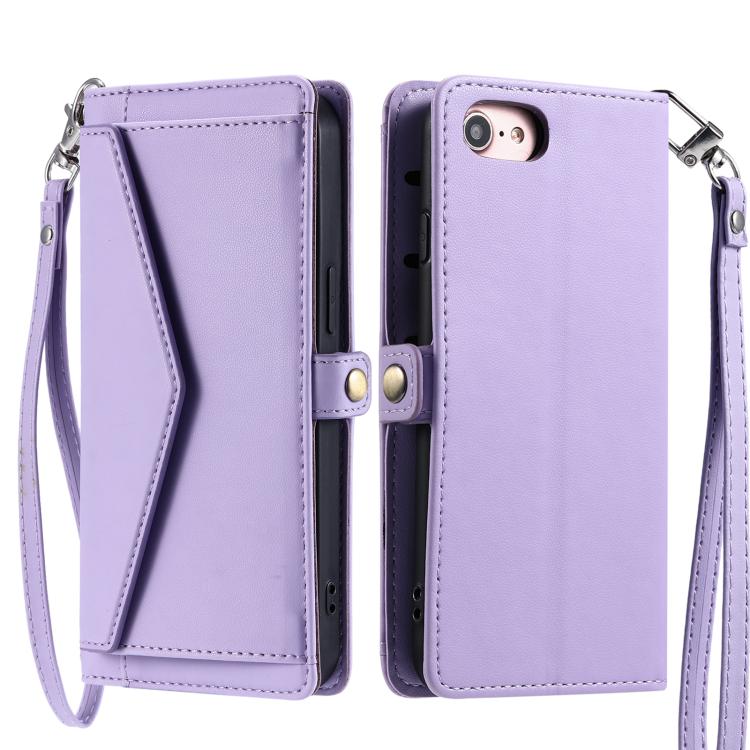 For iPhone 16e Wallet Multi-card Slot Leather Phone Case with Lanyard(Purple) - free shipping - PMC TechLife - Order now!