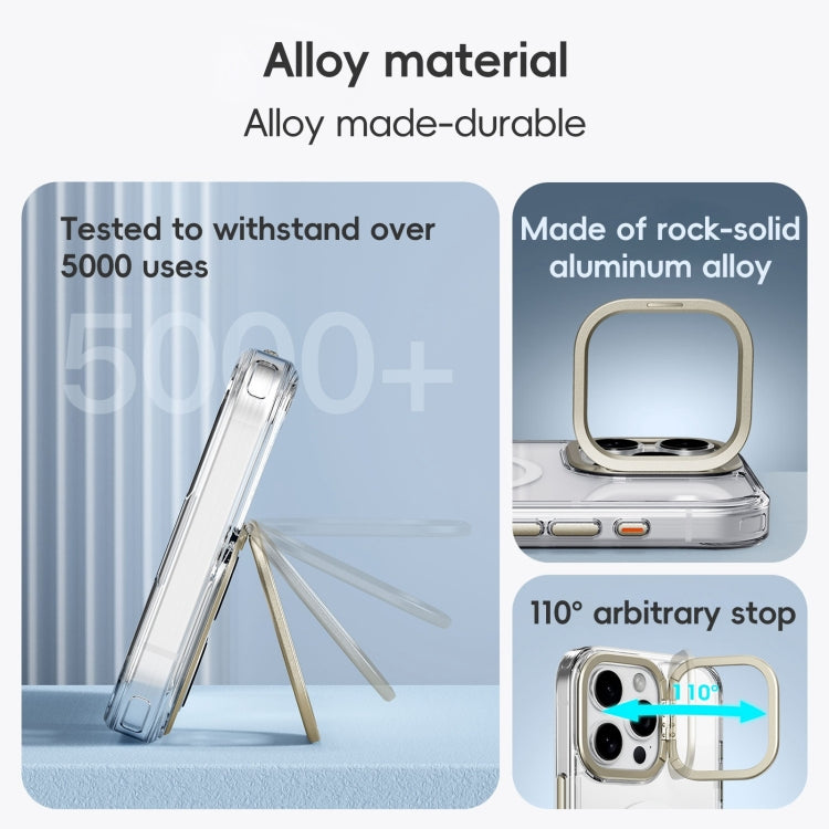 For iPhone 16 Plus Mirror Crystal Clear Lens Holder MagSafe Magnetic Phone Case(Transparent Grey) - free shipping - PMC Jewellery - Order now!