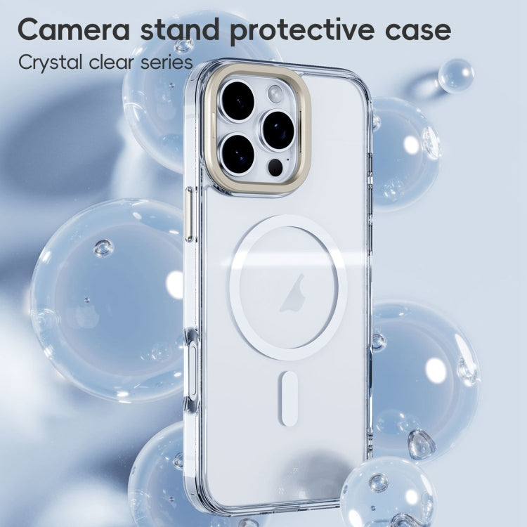 For iPhone 16 Plus Frosted Crystal Clear Lens Holder MagSafe Magnetic Phone Case(Transparent Grey) - iPhone 16 Plus Cases by PMC Jewellery | Online Shopping South Africa | PMC Jewellery | Buy Now Pay Later Mobicred