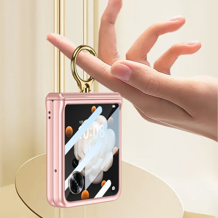 For Honor Magic V Flip GKK Integrated Magnetic Folding Hinge Full Coverage Phone Case with Ring Holder(Pink) - Honor Cases by GKK | Online Shopping South Africa | PMC Jewellery | Buy Now Pay Later Mobicred