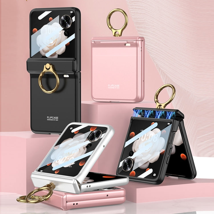 For Honor Magic V Flip GKK Integrated Magnetic Folding Hinge Full Coverage Phone Case with Ring Holder(Silver) - free shipping - PMC Jewellery - Order now!