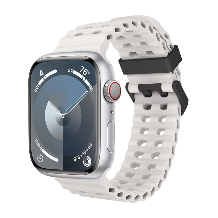 For Apple Watch Series 8 45mm Ocean Dual-Row Hole Silicone Watch Band(Starlight) - free shipping - PMc TechLife - Order now!