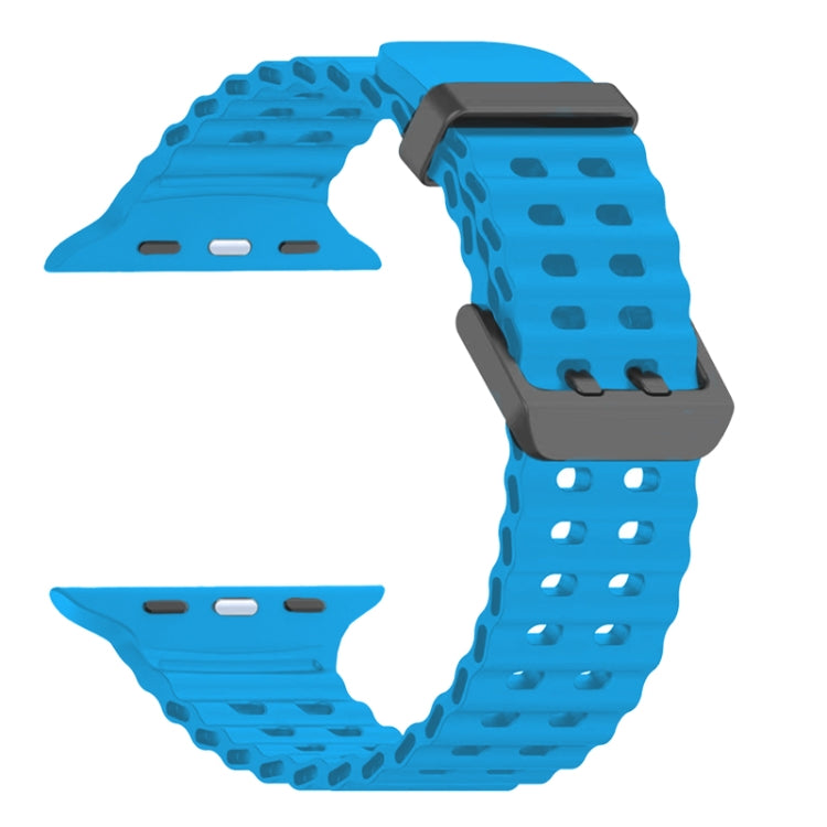 For Apple Watch Series 7 45mm Ocean Dual-Row Hole Silicone Watch Band(Blue) - free shipping - PMc TechLife - Order now!
