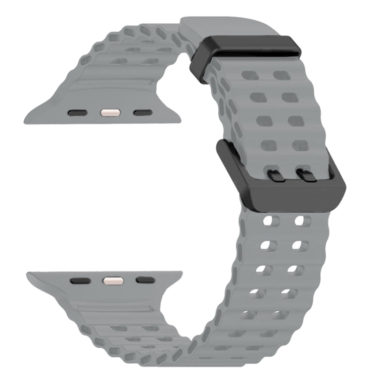 For Apple Watch Series 7 45mm Ocean Dual-Row Hole Silicone Watch Band(Cloudy Gray) - free shipping - PMc TechLife - Order now!