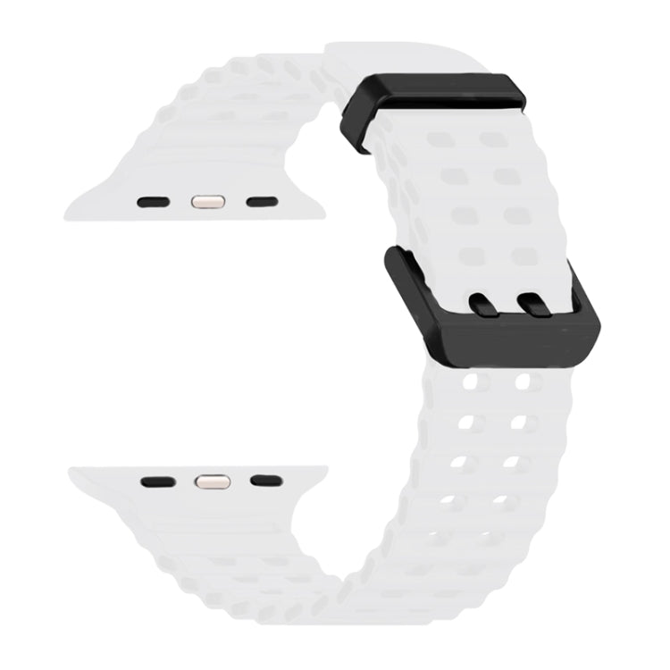 For Apple Watch SE 44mm Ocean Dual-Row Hole Silicone Watch Band(White) - free shipping - PMc TechLife - Order now!
