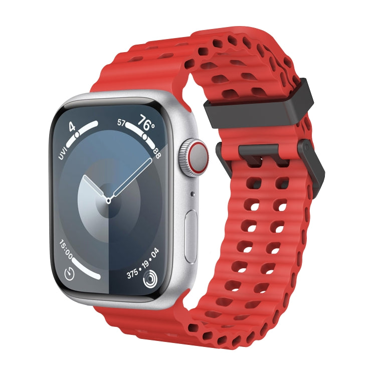 For Apple Watch Series 5 44mm Ocean Dual-Row Hole Silicone Watch Band(Red) - free shipping - PMc TechLife - Order now!