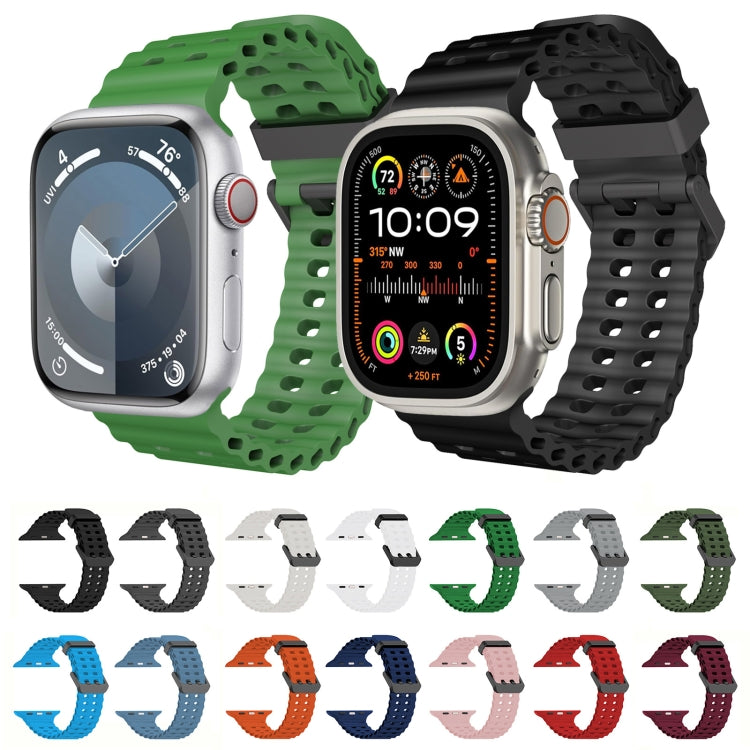 For Apple Watch SE 44mm Ocean Dual-Row Hole Silicone Watch Band(Blue) - free shipping - PMc TechLife - Order now!