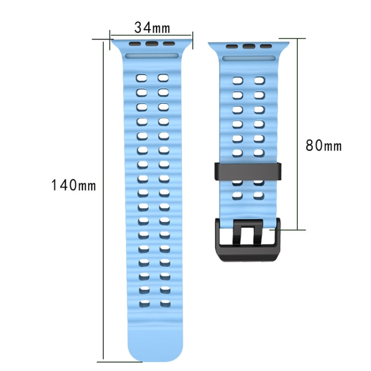 For Apple Watch SE 44mm Ocean Dual-Row Hole Silicone Watch Band(White) - free shipping - PMc TechLife - Order now!