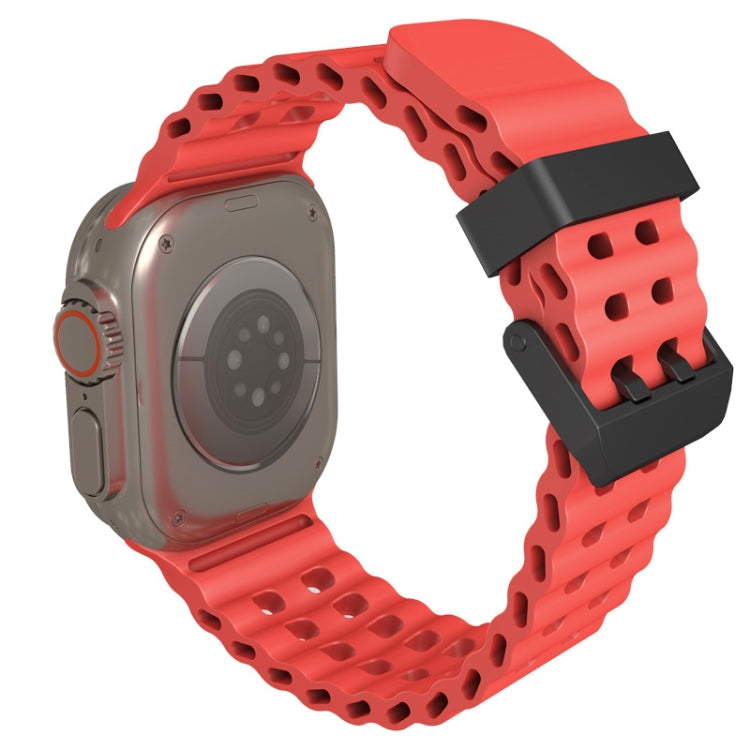 For Apple Watch Series 7 45mm Ocean Dual-Row Hole Silicone Watch Band(Grey) - free shipping - PMc TechLife - Order now!