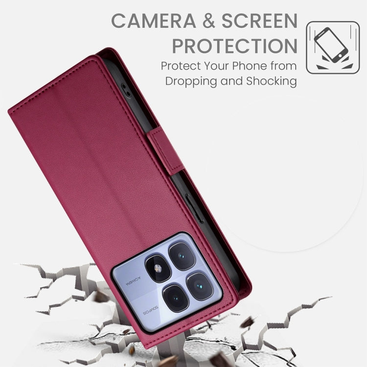 For Redmi K70 Ultra Side Buckle Magnetic Frosted Leather Phone Case(Wine Red) - Xiaomi Cases by PMC Jewellery | Online Shopping South Africa | PMC Jewellery | Buy Now Pay Later Mobicred