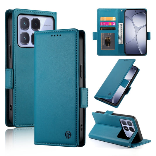 For Redmi K70 Ultra Side Buckle Magnetic Frosted Leather Phone Case(Blue) - Xiaomi Cases by PMC Jewellery | Online Shopping South Africa | PMC Jewellery | Buy Now Pay Later Mobicred