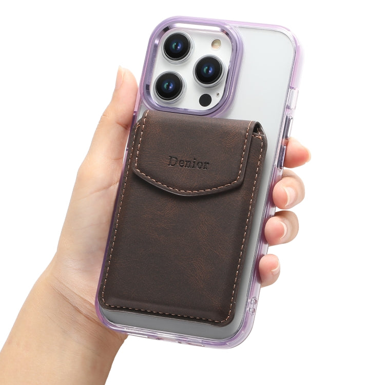 Denior V12 MagSafe Magnetic Phone PU Card Sleeve(Brown) - Others Accessories by Denior | Online Shopping South Africa | PMC Jewellery | Buy Now Pay Later Mobicred