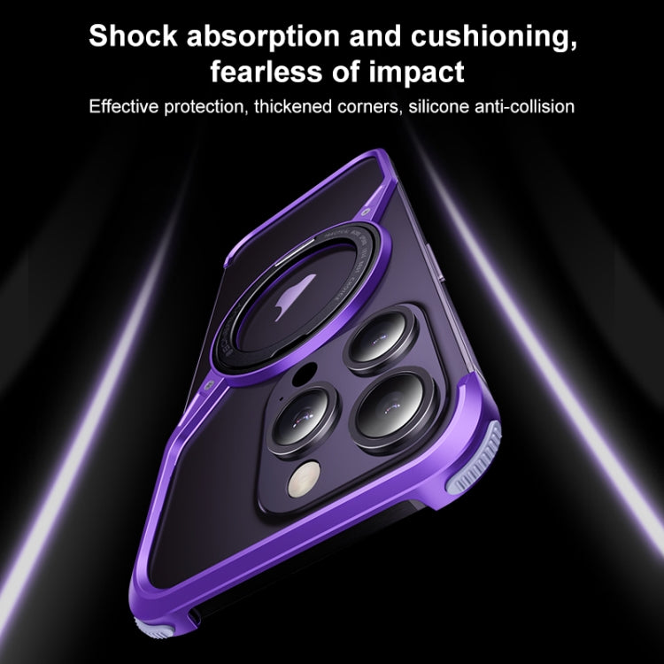 For iPhone 16 Frameless Rotation Holder Magsafe Metal Phone Case(Dark Purple) - free shipping - PMC Jewellery - Order now!