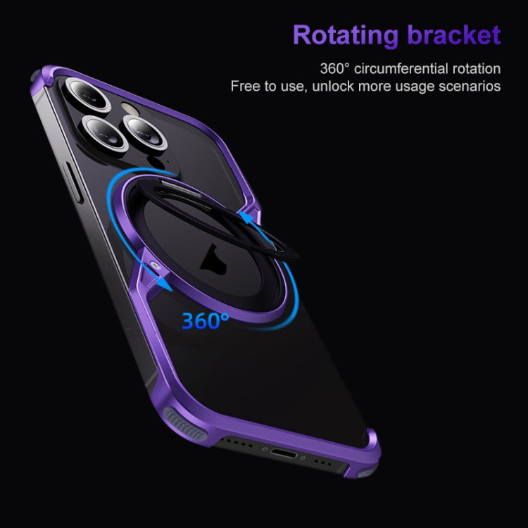 For iPhone 15 Frameless Rotation Holder Magsafe Metal Phone Case(Dark Purple) - iPhone 15 Cases by PMC Jewellery | Online Shopping South Africa | PMC Jewellery | Buy Now Pay Later Mobicred