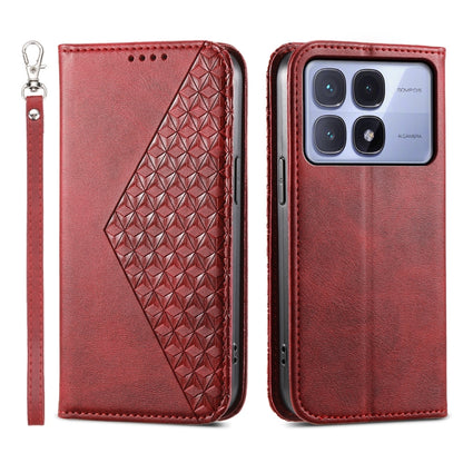 For Redmi K70 Ultra Cubic Grid Calf Texture Magnetic Leather Phone Case(Red) - Xiaomi Cases by PMC Jewellery | Online Shopping South Africa | PMC Jewellery | Buy Now Pay Later Mobicred