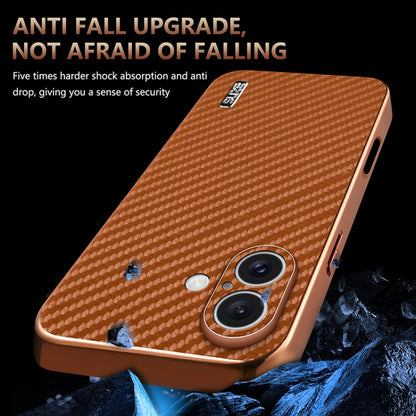 For iPhone 16 AZNS Electroplated Edge Carbon Fiber Texture Phone Case(Black) - iPhone 16 Cases by AZNS | Online Shopping South Africa | PMC Jewellery | Buy Now Pay Later Mobicred