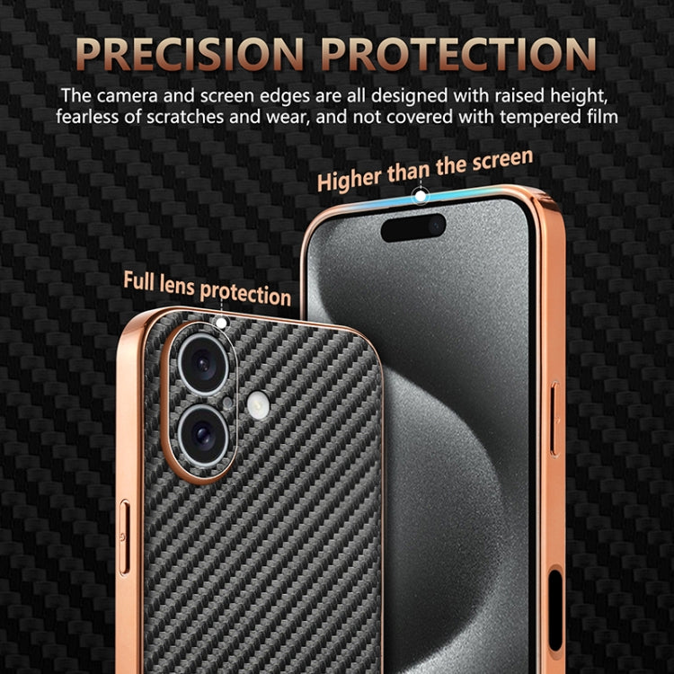 For iPhone 16 AZNS Electroplated Edge Carbon Fiber Texture Phone Case(Black) - iPhone 16 Cases by AZNS | Online Shopping South Africa | PMC Jewellery | Buy Now Pay Later Mobicred