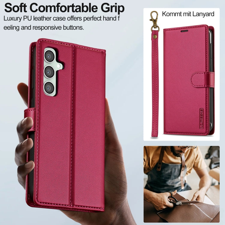 For Samsung Galaxy S24 FE 5G LC.IMEEKE L2 Series Detachable Magsafe PU Phone Case with Lanyard(Red) - Galaxy S24 FE 5G Cases by LC.IMEEKE | Online Shopping South Africa | PMC Jewellery | Buy Now Pay Later Mobicred