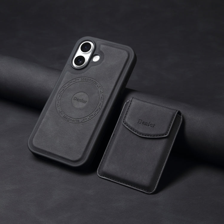 For iPhone 16 Plus Denior D19 Skin Feel MagSafe Detachable Card Slot Phone Case(Black) - iPhone 16 Plus Cases by Denior | Online Shopping South Africa | PMC Jewellery | Buy Now Pay Later Mobicred