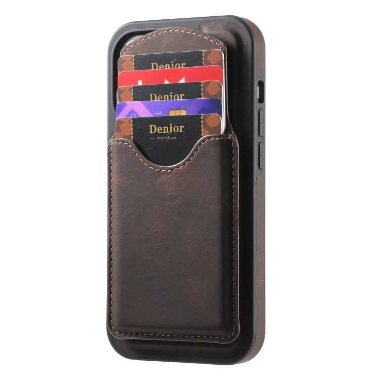 For iPhone 15 Pro Max Denior D19 Skin Feel MagSafe Detachable Card Slot Phone Case(Brown) - iPhone 15 Pro Max Cases by Denior | Online Shopping South Africa | PMC Jewellery | Buy Now Pay Later Mobicred