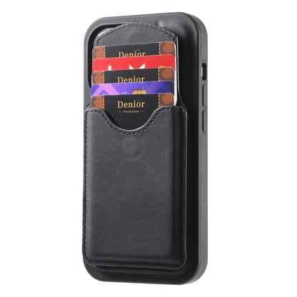 For iPhone 16 Denior D20 Skin Feel MagSafe Holder Detachable Card Slot Phone Case(Black) - iPhone 16 Cases by Denior | Online Shopping South Africa | PMC Jewellery | Buy Now Pay Later Mobicred