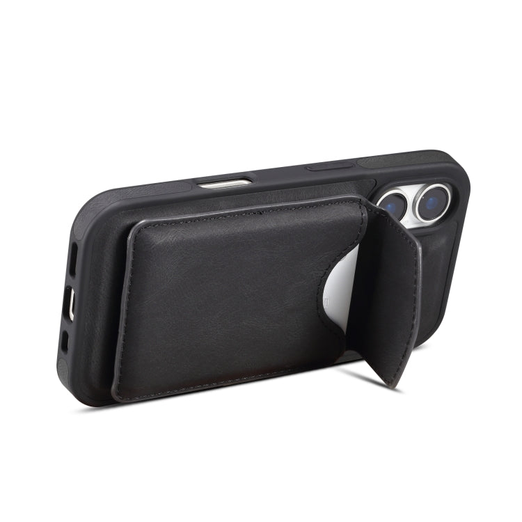 For iPhone 16 Denior D20 Skin Feel MagSafe Holder Detachable Card Slot Phone Case(Black) - iPhone 16 Cases by Denior | Online Shopping South Africa | PMC Jewellery | Buy Now Pay Later Mobicred