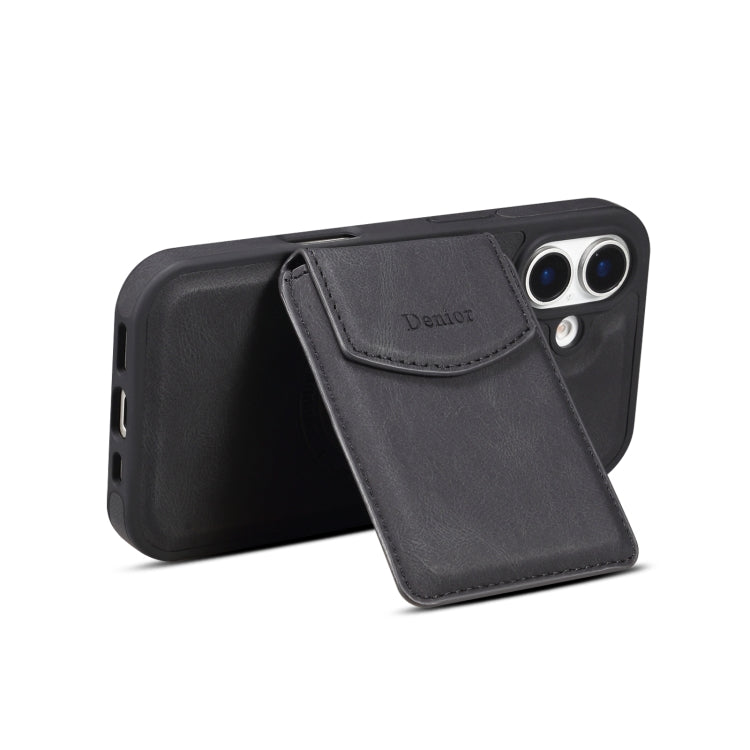 For iPhone 16 Denior D20 Skin Feel MagSafe Holder Detachable Card Slot Phone Case(Black) - iPhone 16 Cases by Denior | Online Shopping South Africa | PMC Jewellery | Buy Now Pay Later Mobicred