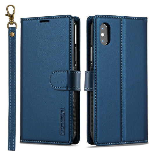 For iPhone X / XS LC.IMEEKE L2 Series Detachable Magsafe PU Phone Case with Lanyard(Blue) - More iPhone Cases by LC.IMEEKE | Online Shopping South Africa | PMC Jewellery | Buy Now Pay Later Mobicred