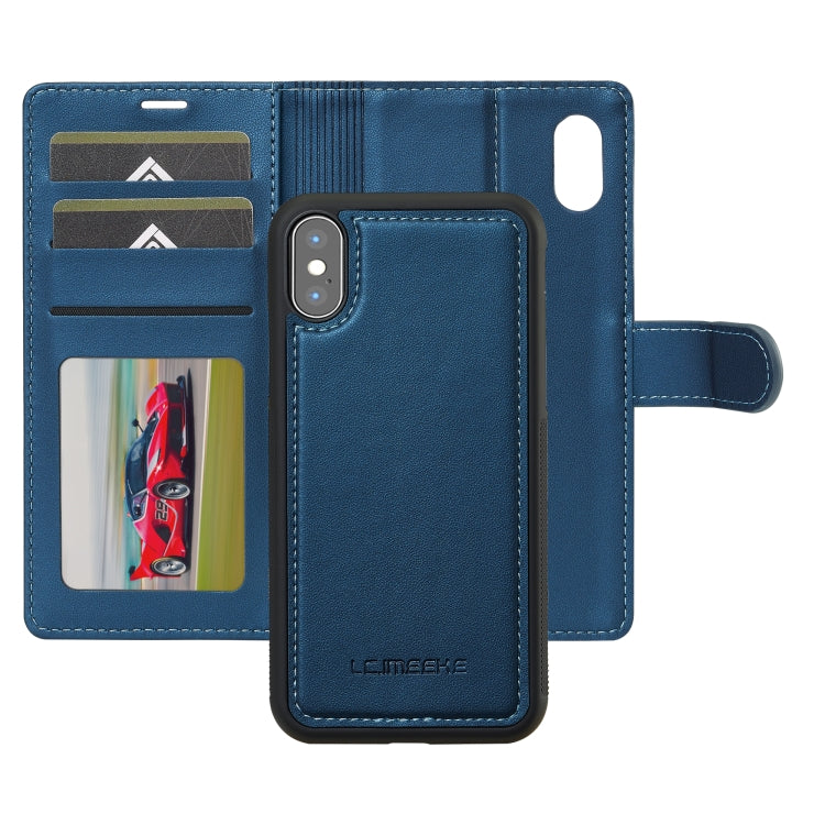 For iPhone X / XS LC.IMEEKE L2 Series Detachable Magsafe PU Phone Case with Lanyard(Blue) - More iPhone Cases by LC.IMEEKE | Online Shopping South Africa | PMC Jewellery | Buy Now Pay Later Mobicred