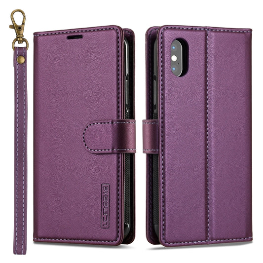 For iPhone X / XS LC.IMEEKE L2 Series Detachable Magsafe PU Phone Case with Lanyard(Purple) - More iPhone Cases by LC.IMEEKE | Online Shopping South Africa | PMC Jewellery | Buy Now Pay Later Mobicred