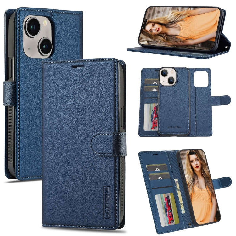 For iPhone 13 LC.IMEEKE L2 Series Detachable Magsafe PU Phone Case with Lanyard(Blue) - iPhone 13 Cases by LC.IMEEKE | Online Shopping South Africa | PMC Jewellery | Buy Now Pay Later Mobicred